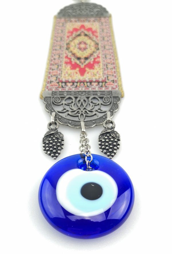 Stunning Handmade Turkish Kilim Carpet / Evil Eye – Nazar Alloy Wall Hanging - Image 5