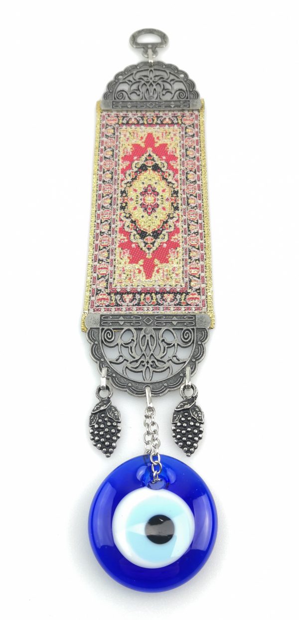 Stunning Handmade Turkish Kilim Carpet / Evil Eye – Nazar Alloy Wall Hanging - Image 6