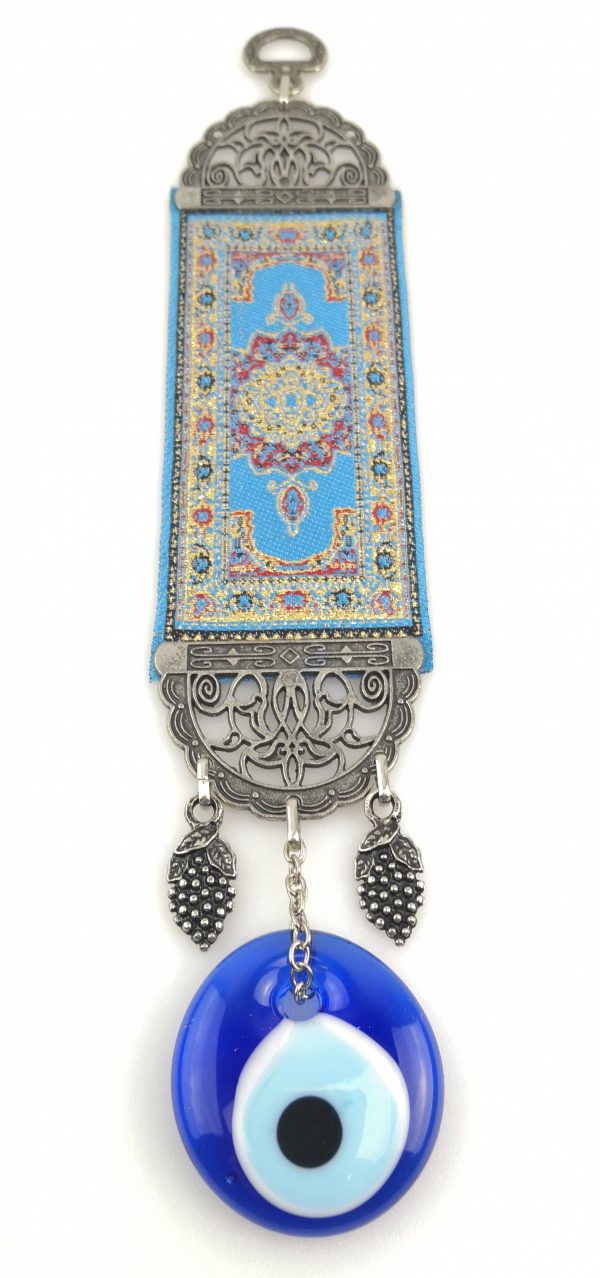 Handmade Turkish Kilim Carpet Wall Hanging - Evil Eye - Nazar Alloy - Image 5