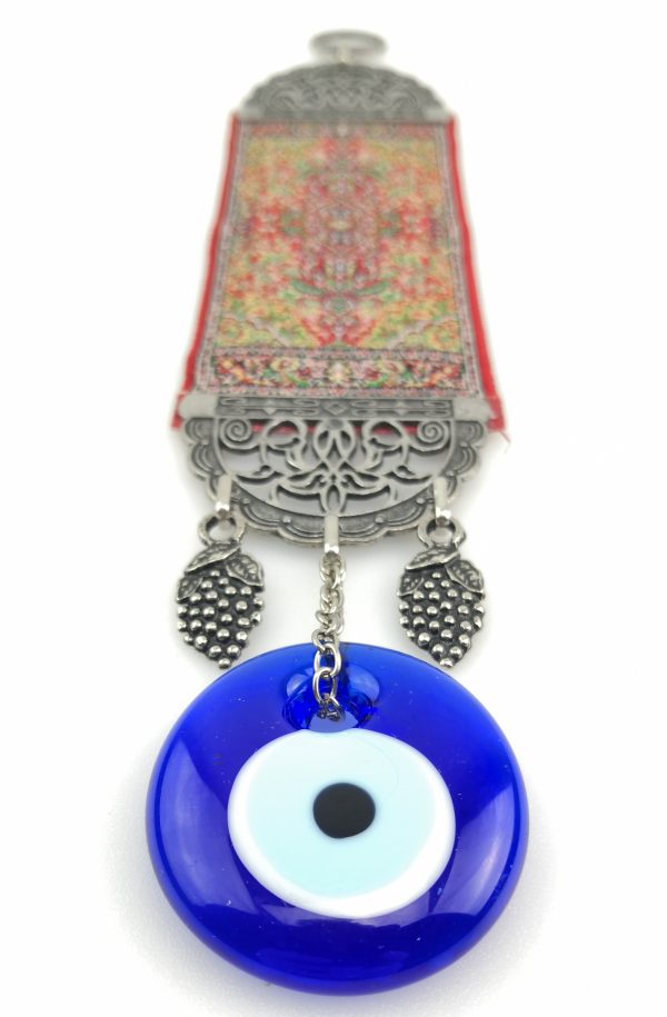 Handmade Turkish Kilim Carpet Wall Hanging - Evil Eye - Nazar Alloy - Image 5