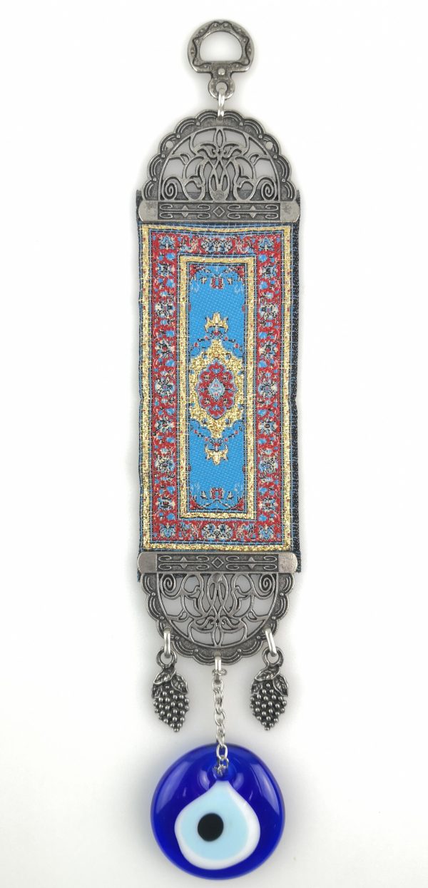 Handmade Turkish Kilim Carpet Wall Hanging - Evil Eye - Nazar Alloy