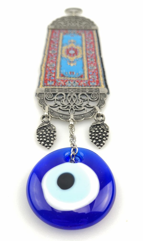 Handmade Turkish Kilim Carpet Wall Hanging - Evil Eye - Nazar Alloy - Image 5