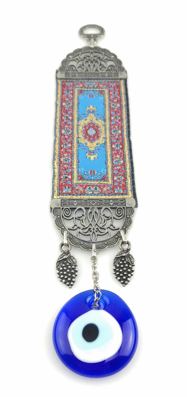 Handmade Turkish Kilim Carpet Wall Hanging - Evil Eye - Nazar Alloy - Image 6