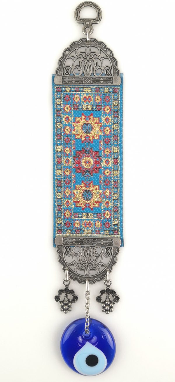 Handmade Turkish Kilim Carpet Wall Hanging - Evil Eye - Nazar Alloy