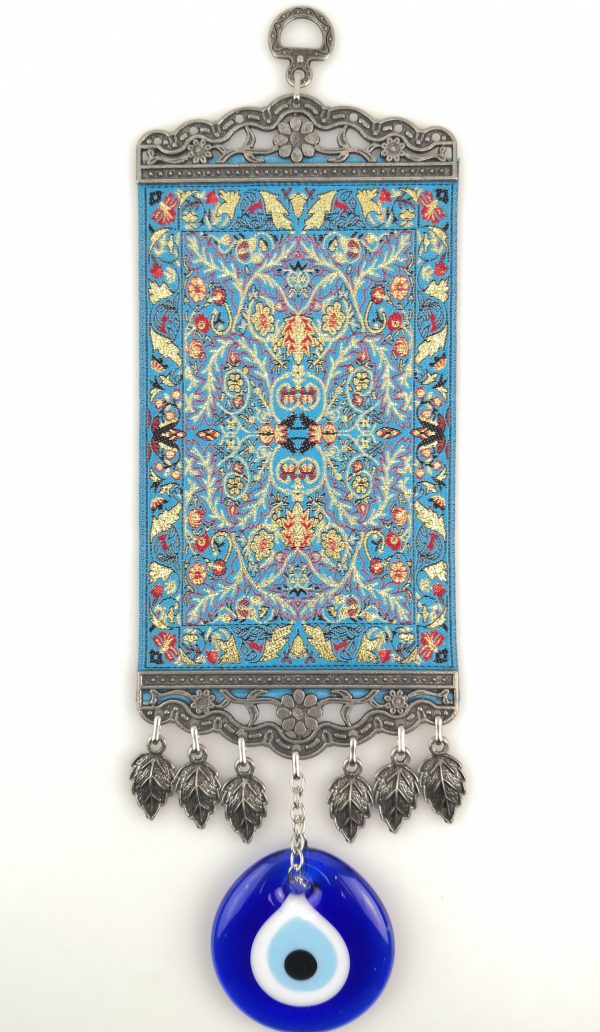 Handmade Turkish Kilim Carpet / Evil Eye – Nazar Alloy Wall Hanging