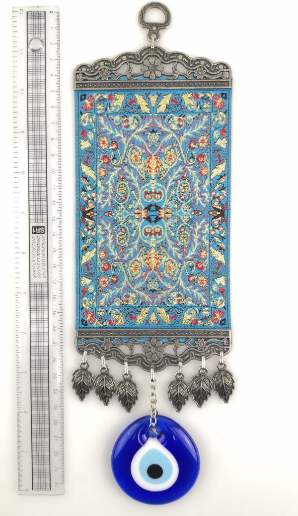 Handmade Turkish Kilim Carpet / Evil Eye – Nazar Alloy Wall Hanging - Image 4