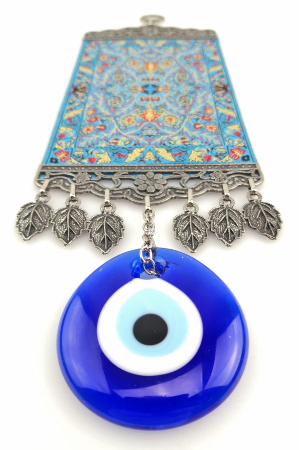 Handmade Turkish Kilim Carpet / Evil Eye – Nazar Alloy Wall Hanging - Image 6