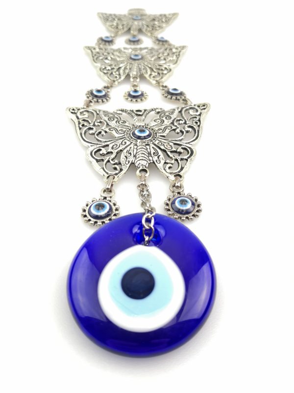 Handmade 3 Butterfly Wall Hanging - Evil Eye - Nazar Alloy - Image 5