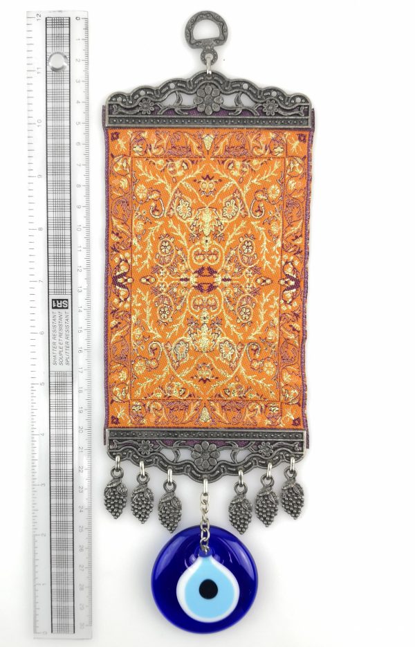 Handmade Turkish Kilim Carpet Wall Hanging - Evil Eye - Nazar Alloy - Image 4