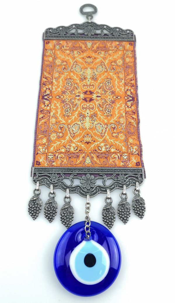 Handmade Turkish Kilim Carpet Wall Hanging - Evil Eye - Nazar Alloy - Image 5