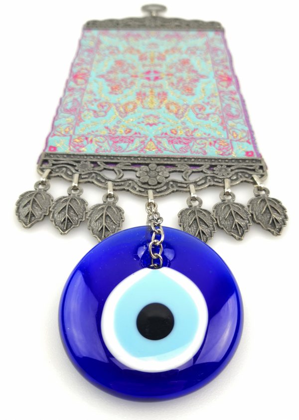 Handmade Turkish Kilim Carpet Wall Hanging - Evil Eye - Nazar Alloy - Image 6