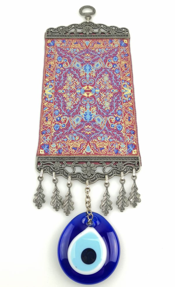 Handmade Turkish Kilim Carpet Wall Hanging - Evil Eye - Nazar Alloy - Image 5