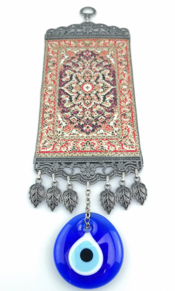 Handmade Turkish Kilim Carpet Wall Hanging - Evil Eye - Nazar Alloy - Image 5