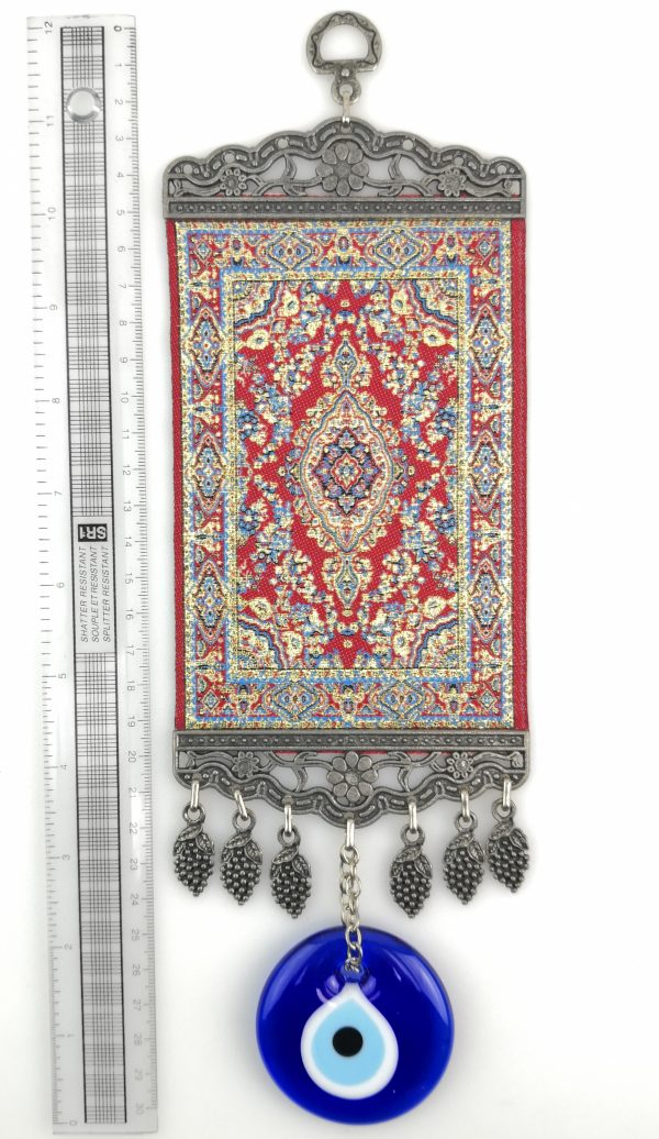 Handmade Turkish Carpet Wall Hanging - Evil Eye - Nazar Alloy - Image 4