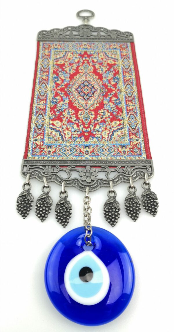 Handmade Turkish Carpet Wall Hanging - Evil Eye - Nazar Alloy - Image 5