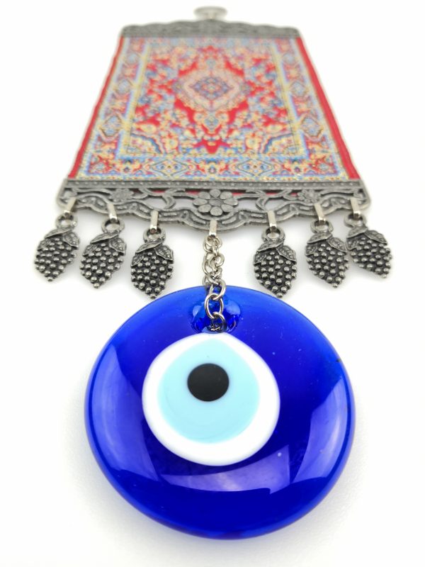 Handmade Turkish Carpet Wall Hanging - Evil Eye - Nazar Alloy - Image 6