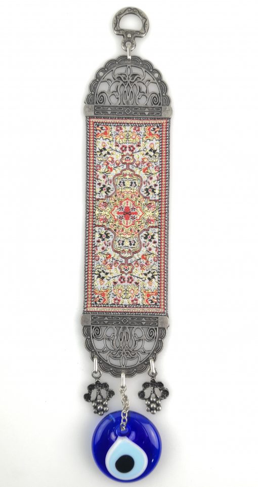 Handmade Turkish Carpet Wall Hanging - Evil Eye - Nazar Alloy