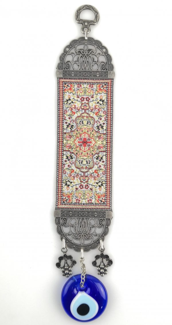 Handmade Turkish Carpet Wall Hanging - Evil Eye - Nazar Alloy