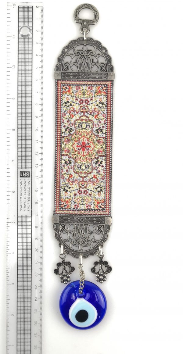 Handmade Turkish Carpet Wall Hanging - Evil Eye - Nazar Alloy - Image 4