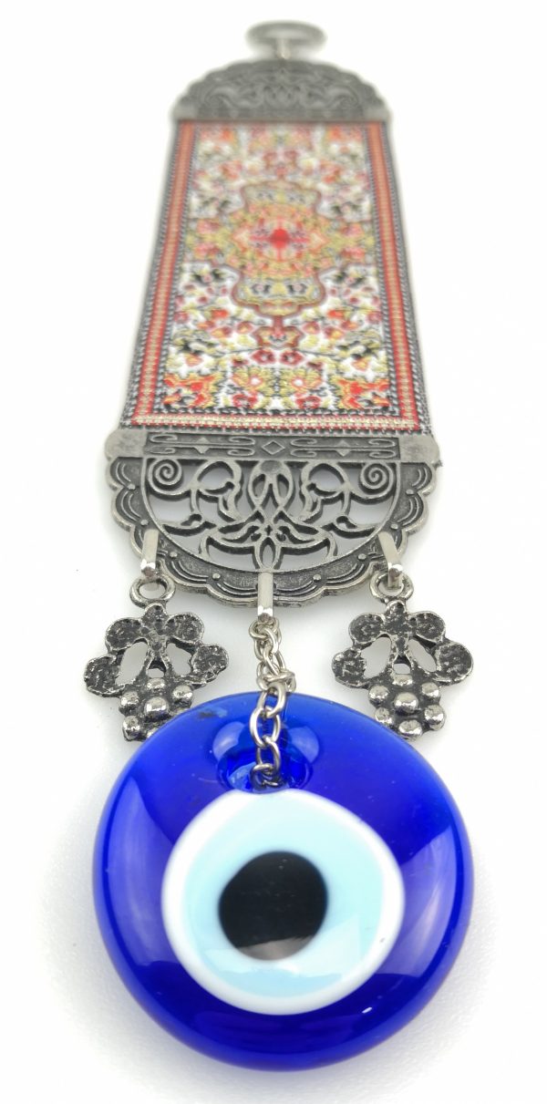 Handmade Turkish Carpet Wall Hanging - Evil Eye - Nazar Alloy - Image 6