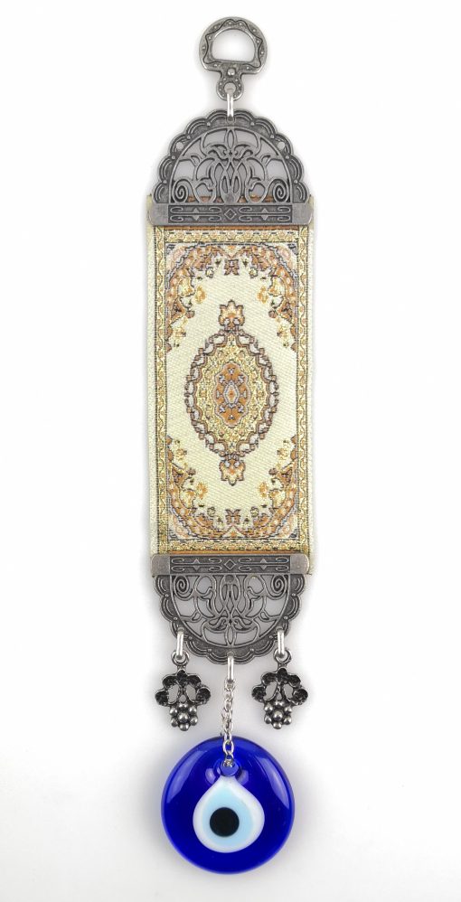 Handmade Turkish Carpet Wall Hanging - Evil Eye - Nazar Alloy
