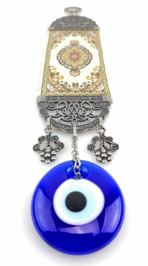 Handmade Turkish Carpet Wall Hanging - Evil Eye - Nazar Alloy - Image 6