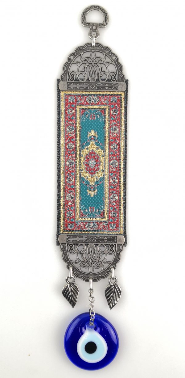 Handmade Turkish Carpet Wall Hanging - Evil Eye - Nazar Alloy