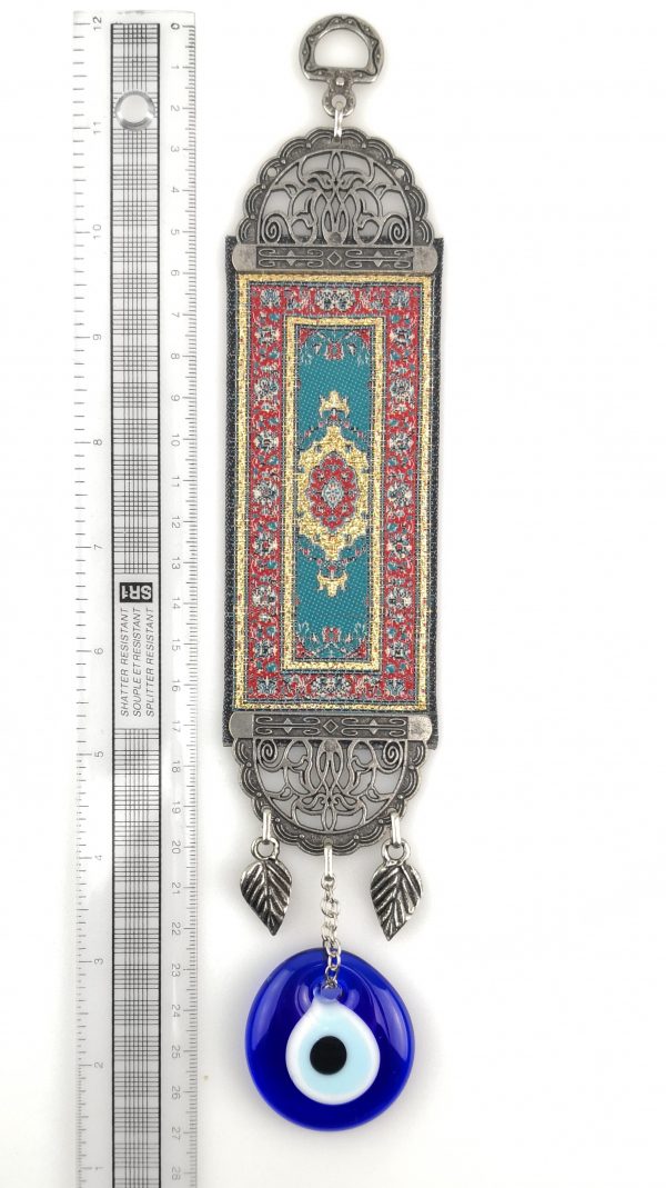 Handmade Turkish Carpet Wall Hanging - Evil Eye - Nazar Alloy - Image 4