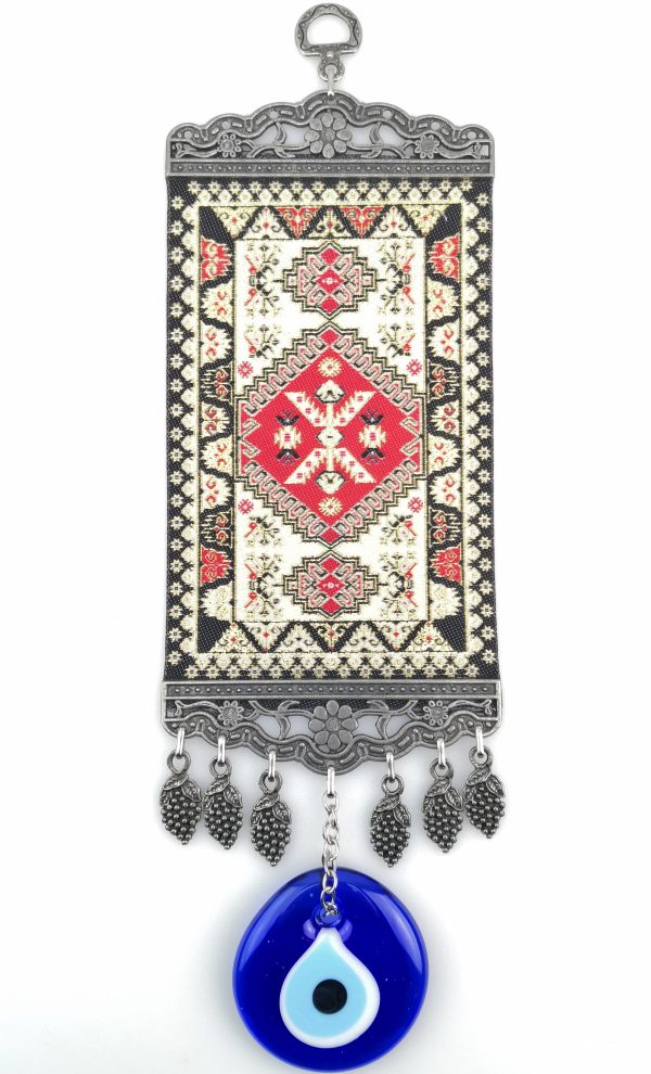 Handmade Turkish Carpet Wall Hanging - Evil Eye - Nazar Alloy