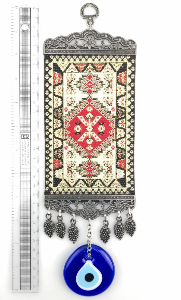 Handmade Turkish Carpet Wall Hanging - Evil Eye - Nazar Alloy - Image 4