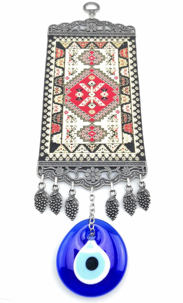 Handmade Turkish Carpet Wall Hanging - Evil Eye - Nazar Alloy - Image 5