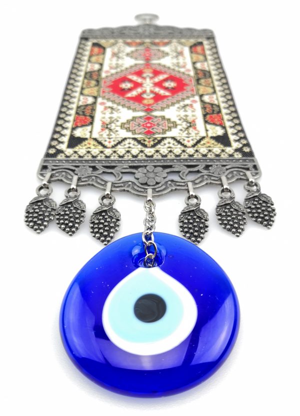 Handmade Turkish Carpet Wall Hanging - Evil Eye - Nazar Alloy - Image 6