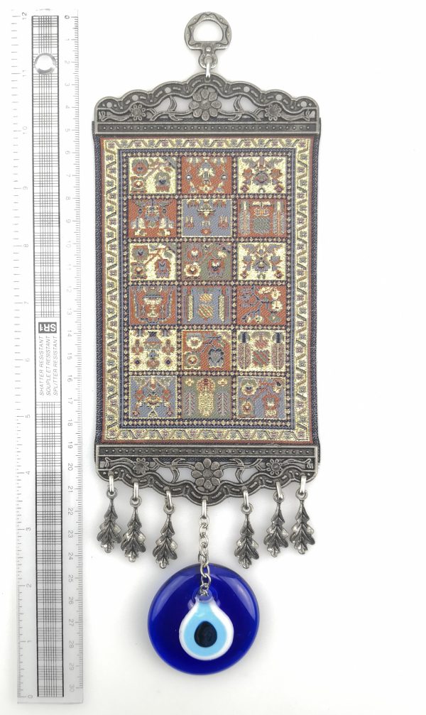 Handmade Turkish Carpet Wall Hanging - Evil Eye - Nazar Alloy - Image 4