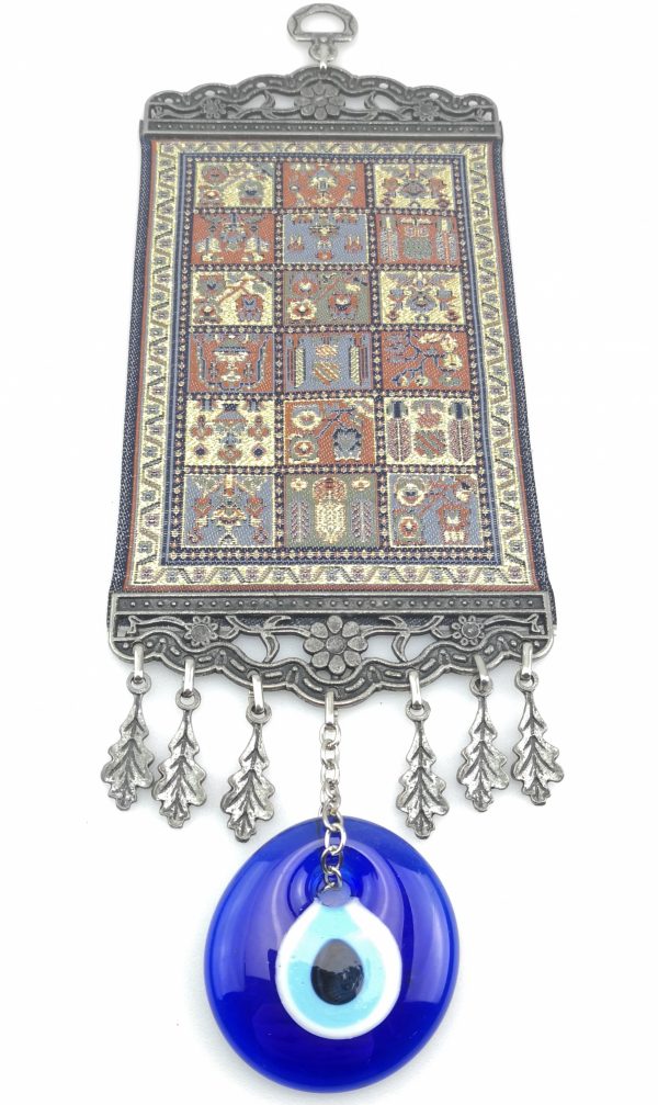 Handmade Turkish Carpet Wall Hanging - Evil Eye - Nazar Alloy - Image 5