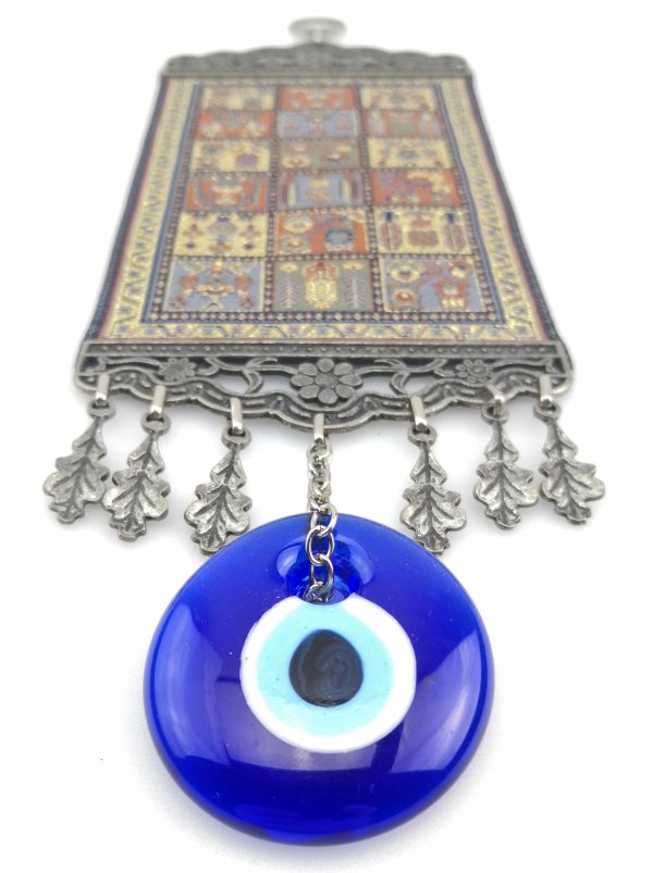 Handmade Turkish Carpet Wall Hanging - Evil Eye - Nazar Alloy - Image 6