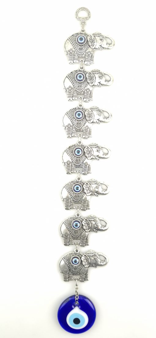 Handmade Seven Elephants Wall Hanging - Evil Eye - Nazar Alloy