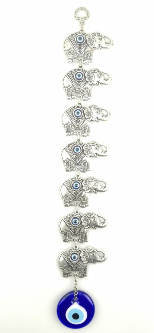 Handmade Seven Elephants Wall Hanging - Evil Eye - Nazar Alloy