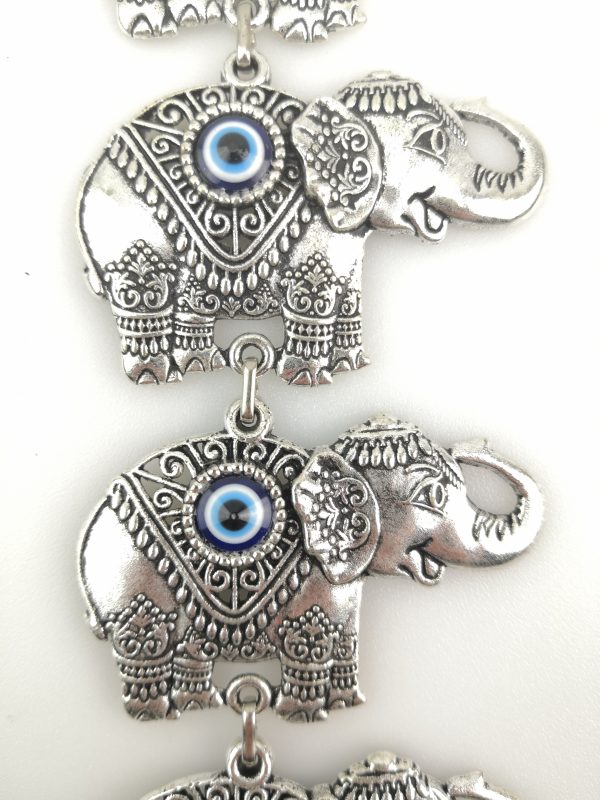 Handmade Seven Elephants Wall Hanging - Evil Eye - Nazar Alloy - Image 3