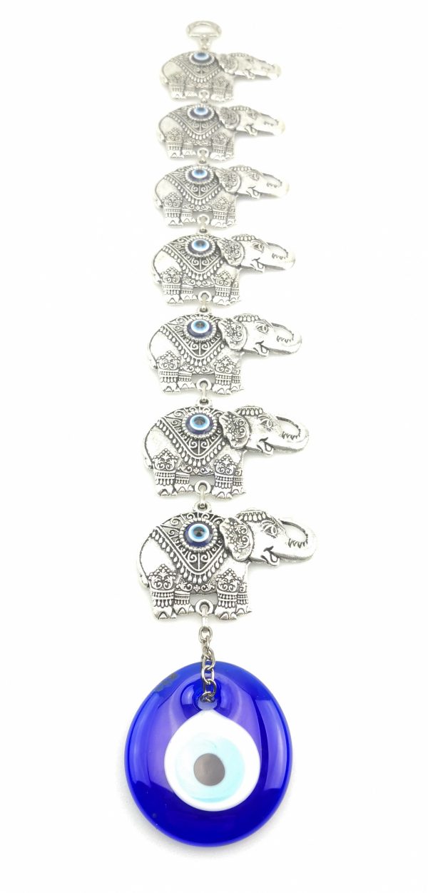 Handmade Seven Elephants Wall Hanging - Evil Eye - Nazar Alloy - Image 5