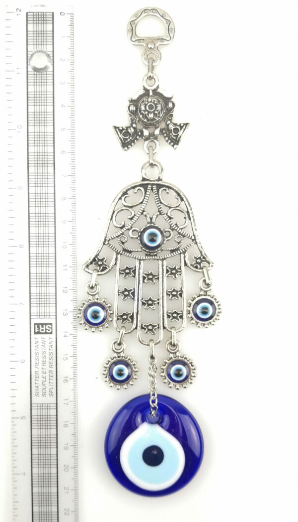 Handmade Wall Hanging - Hand of Hamsa - Fatima Evil Eye - Nazar Alloy - Image 4