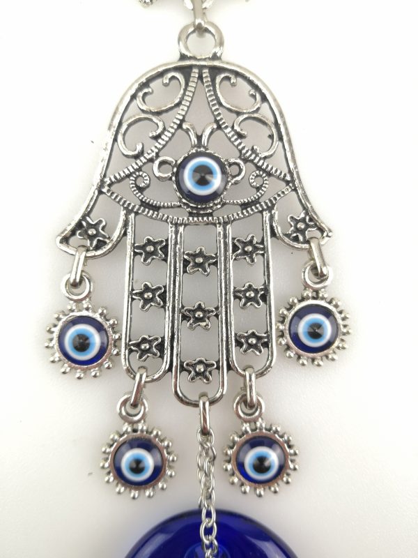 Handmade Wall Hanging - Hand of Hamsa - Fatima Evil Eye - Nazar Alloy - Image 3