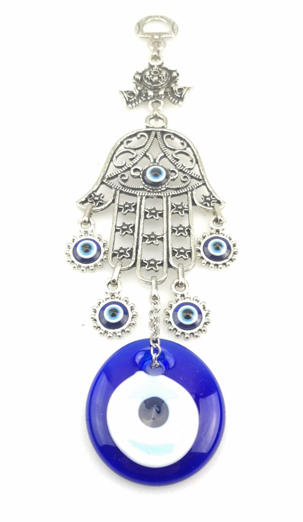 Handmade Wall Hanging - Hand of Hamsa - Fatima Evil Eye - Nazar Alloy - Image 5