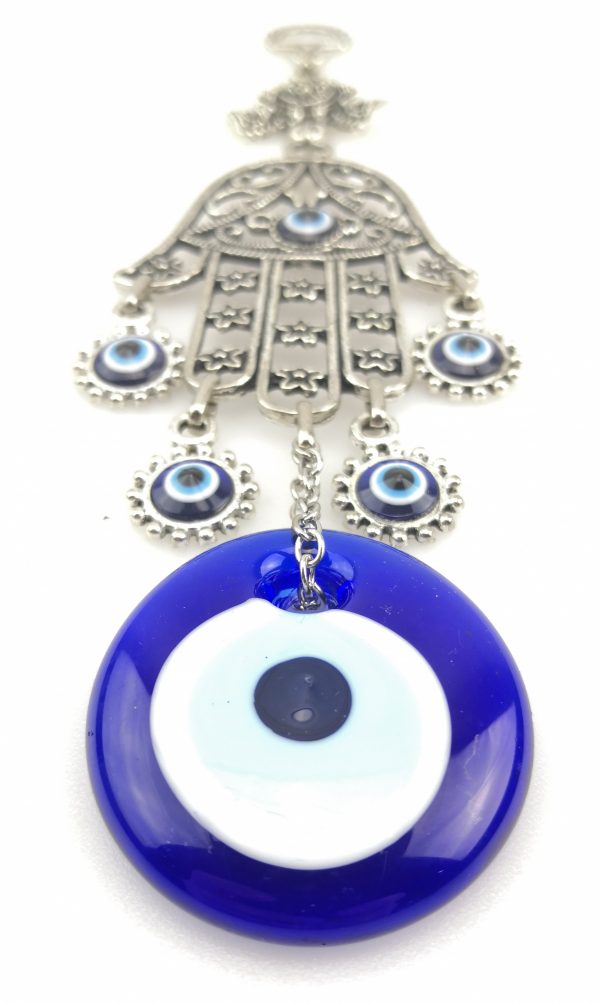 Handmade Wall Hanging - Hand of Hamsa - Fatima Evil Eye - Nazar Alloy - Image 6