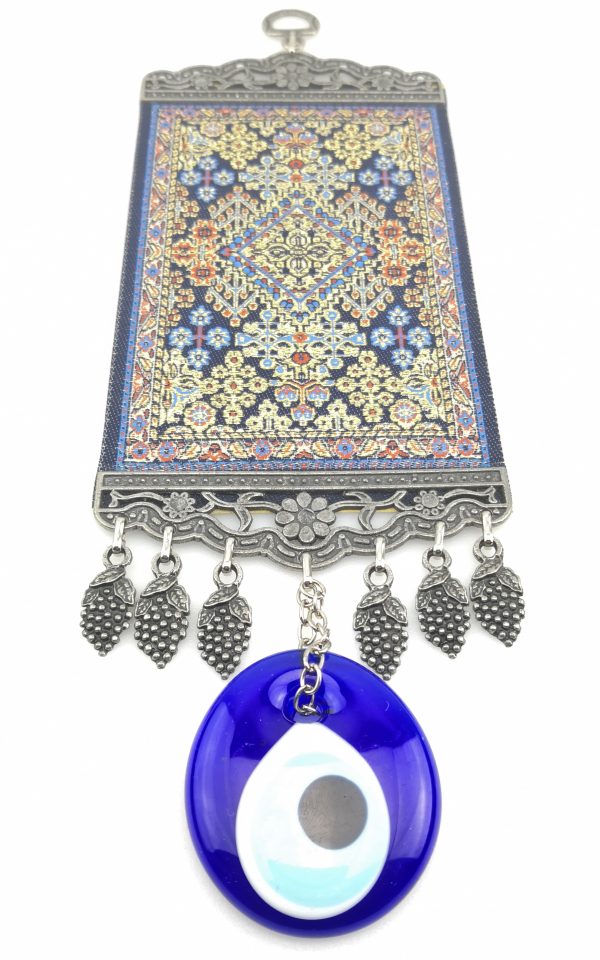 Handmade Turkish Carpet Wall Hanging - Evil Eye - Nazar Alloy - Xmas Gift - Image 5