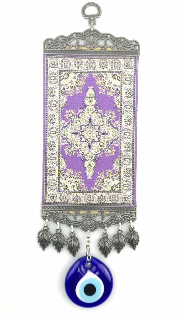 Handmade Turkish Carpet Wall Hanging - Evil Eye - Nazar Alloy