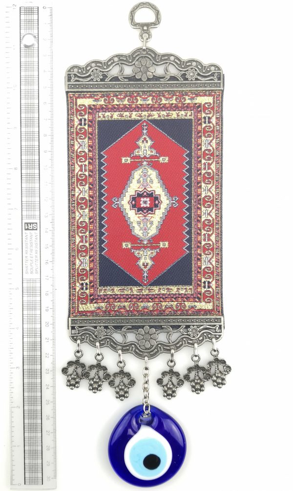 Handmade Turkish Carpet Wall Hanging - Evil Eye - Nazar Alloy - Image 4