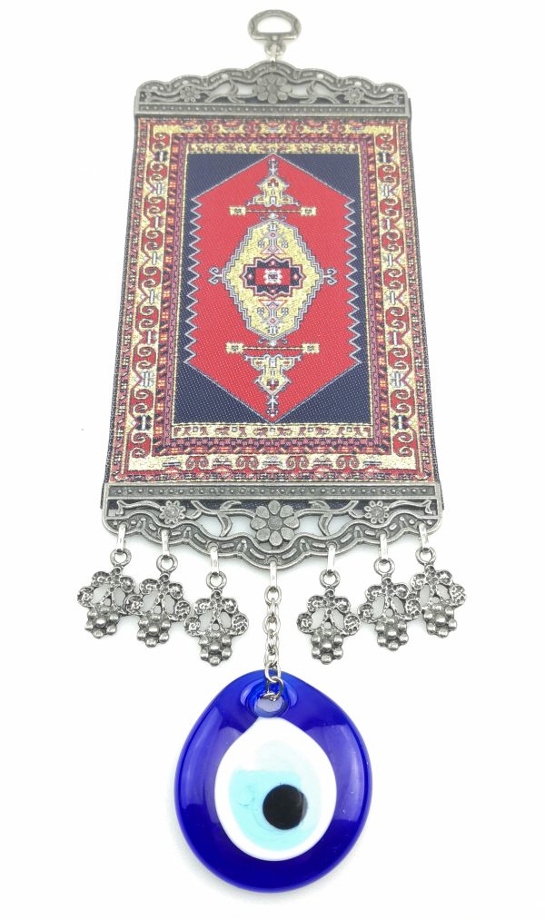 Handmade Turkish Carpet Wall Hanging - Evil Eye - Nazar Alloy - Image 5