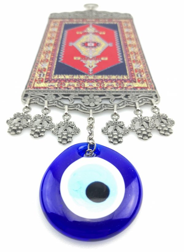 Handmade Turkish Carpet Wall Hanging - Evil Eye - Nazar Alloy - Image 6