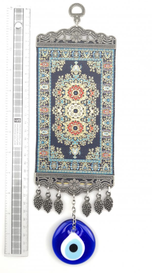 Handmade Turkish Carpet Wall Hanging - Evil Eye - Nazar Alloy - Image 4