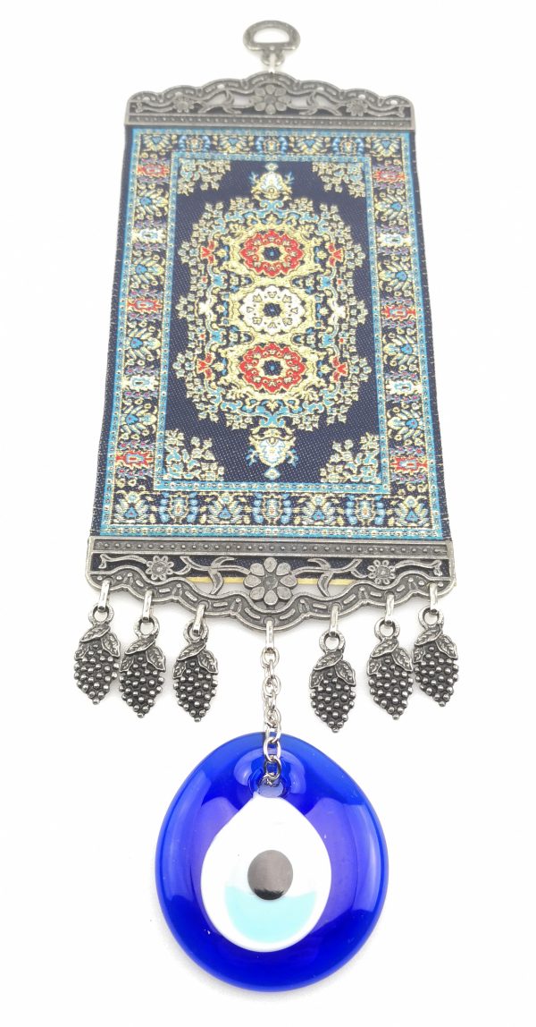 Handmade Turkish Carpet Wall Hanging - Evil Eye - Nazar Alloy - Image 5